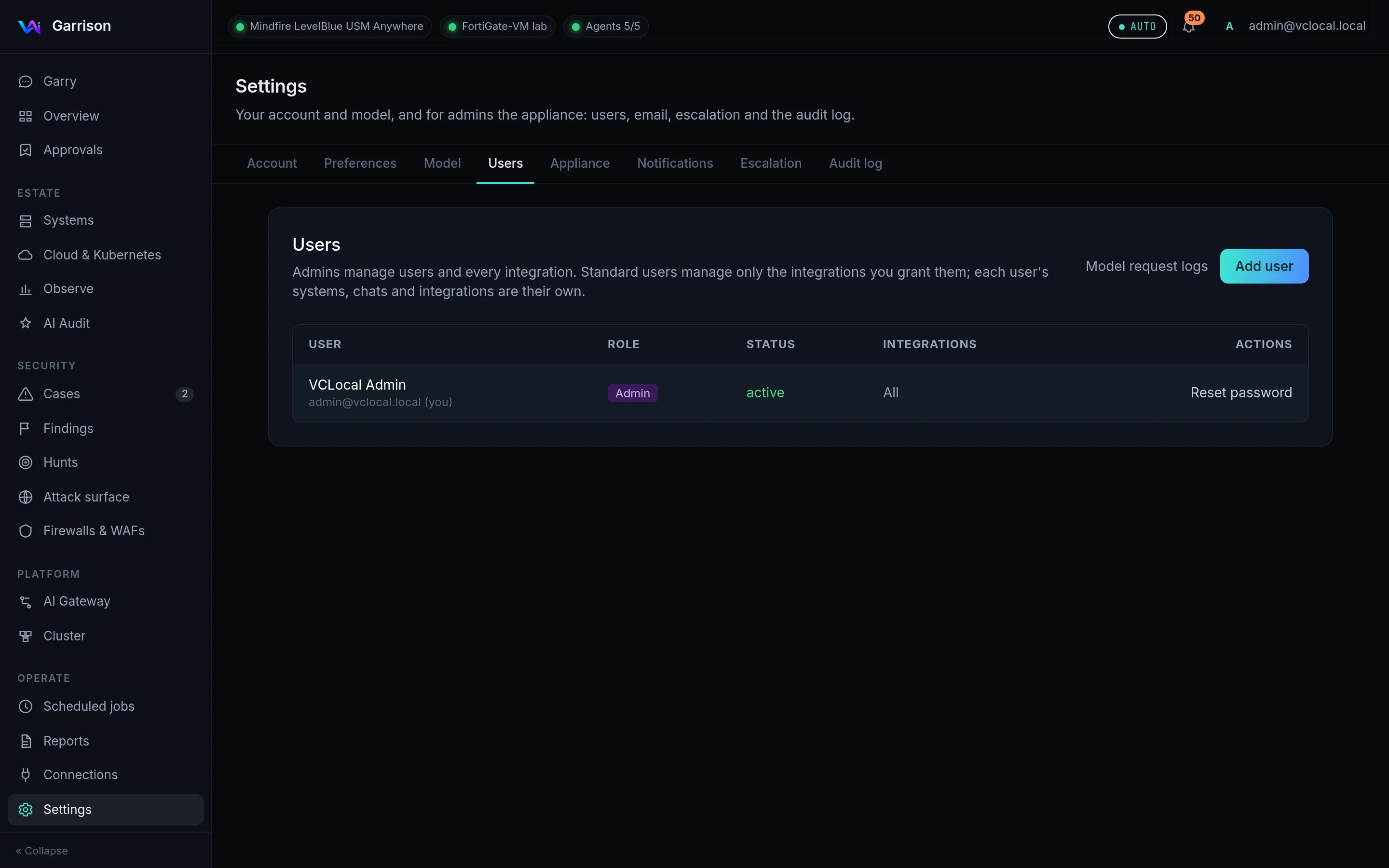 Settings → Users